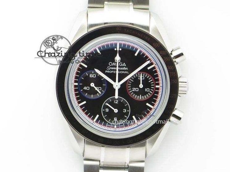 0118 Speedmaster MoonWatch  Apollo 16 Black Dial On SS Bracelet Supportive 8231